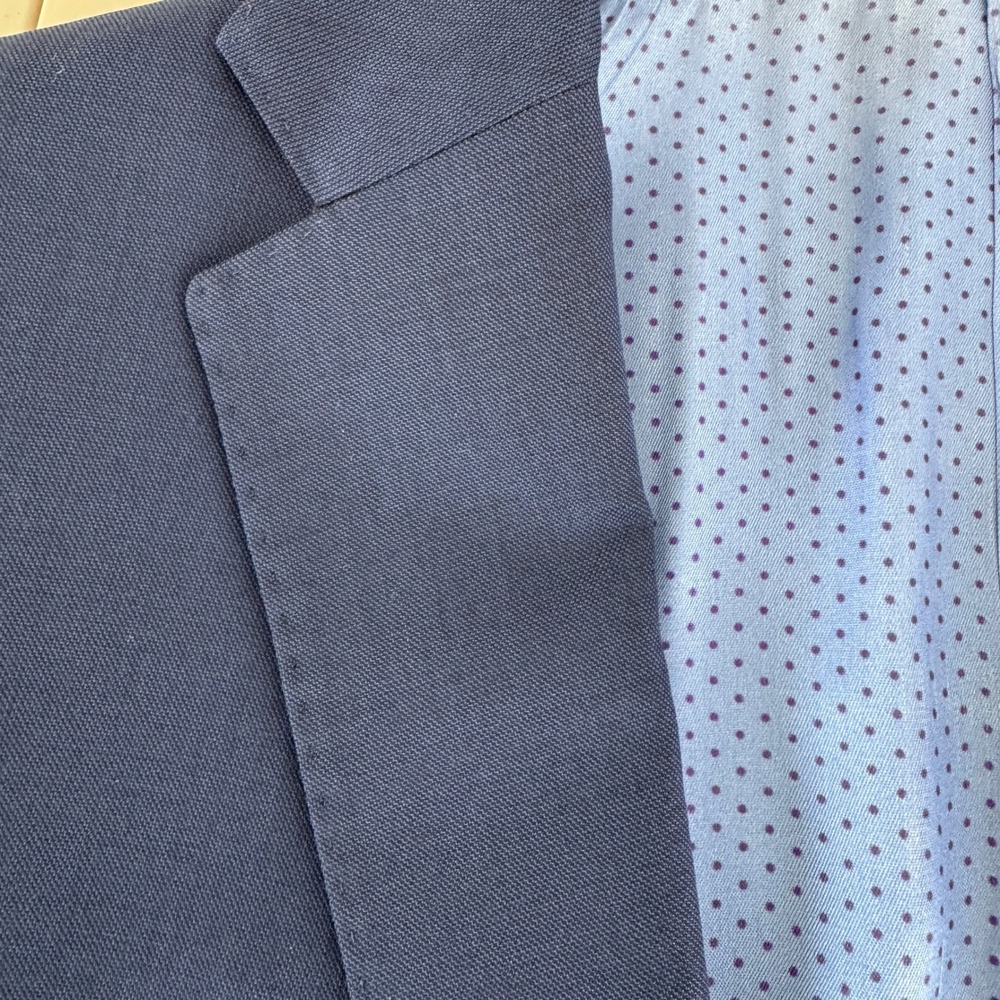 Navy Blue 2 Piece Suit Mens 44R 40W Two Button Business Professional Classic - Picture 5 of 16